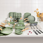 Ensemble de 30 pièces d'ustensiles de cuisine et de pâtisserie en granit, batterie de cuisine antiadhésive, casseroles et poêles
