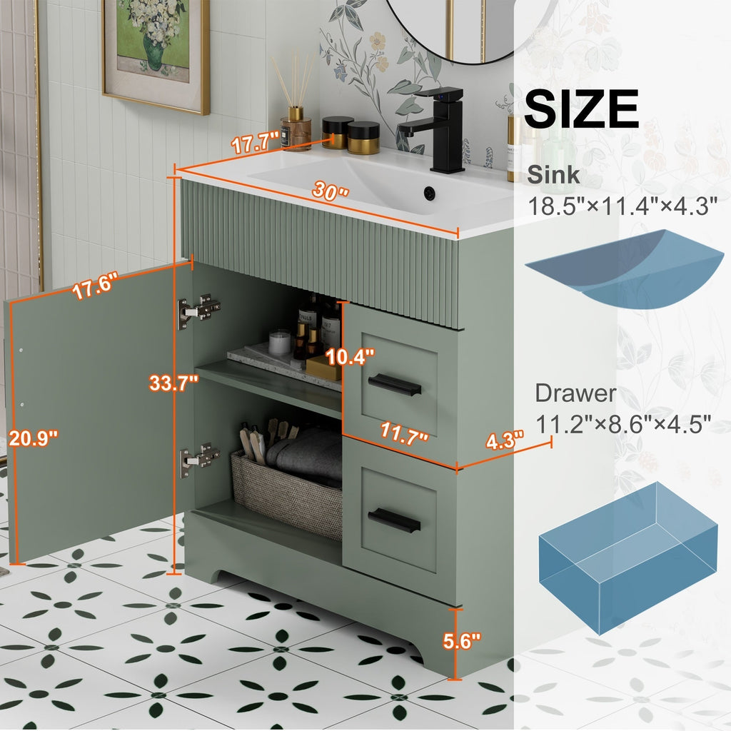 Meuble-lavabo de salle de bain Wavy Line 30/36/48 avec évier et robinet