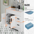 Meuble-lavabo de salle de bain Wavy Line 30/36/48 avec évier et robinet