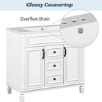 Meuble-lavabo de salle de bain moderne de 91 cm avec lavabo et armoire de toilette, 2 portes et 2 tiroirs