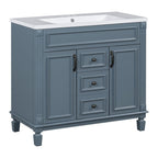 Meuble-lavabo de salle de bain moderne de 91 cm avec lavabo et armoire de toilette, 2 portes et 2 tiroirs