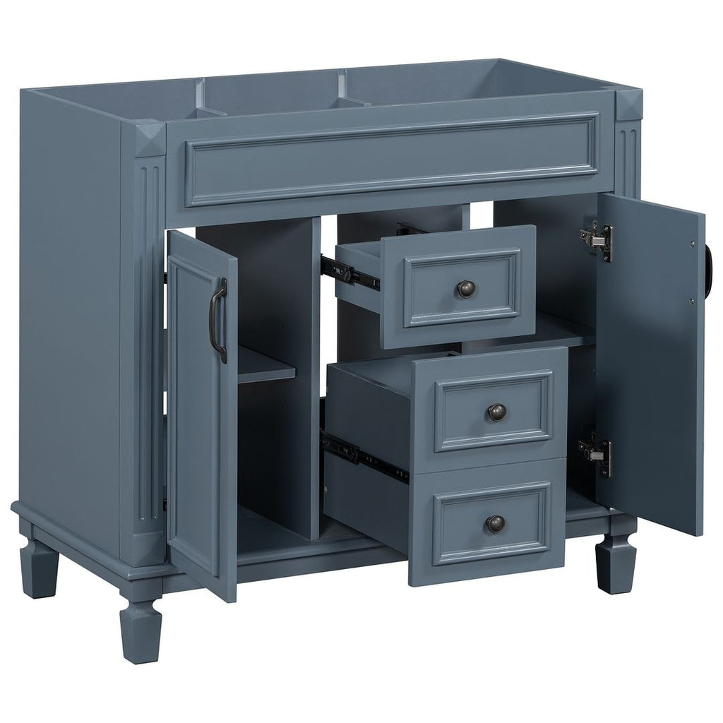 Meuble-lavabo de salle de bain moderne de 91 cm avec lavabo et armoire de toilette, 2 portes et 2 tiroirs