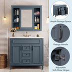 Meuble-lavabo de salle de bain moderne de 91 cm avec lavabo et armoire de toilette, 2 portes et 2 tiroirs