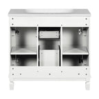 Meuble-lavabo de salle de bain moderne de 91 cm avec lavabo et armoire de toilette, 2 portes et 2 tiroirs