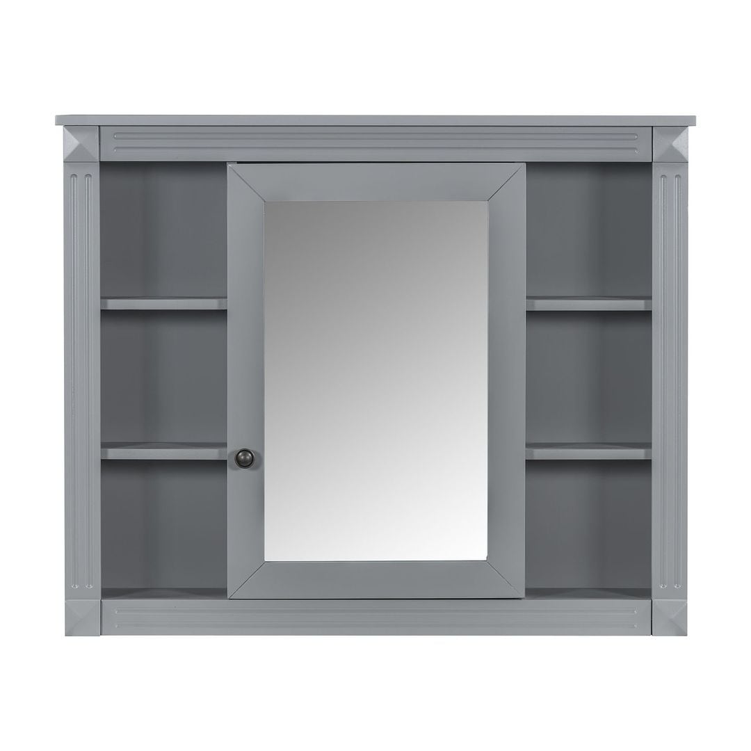 Meuble-lavabo de salle de bain moderne de 91 cm avec lavabo et armoire de toilette, 2 portes et 2 tiroirs