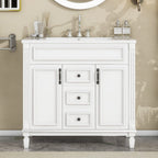 Meuble-lavabo de salle de bain moderne de 91 cm avec lavabo et armoire de toilette, 2 portes et 2 tiroirs