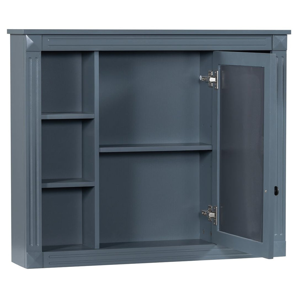 Meuble-lavabo de salle de bain moderne de 91 cm avec lavabo et armoire de toilette, 2 portes et 2 tiroirs