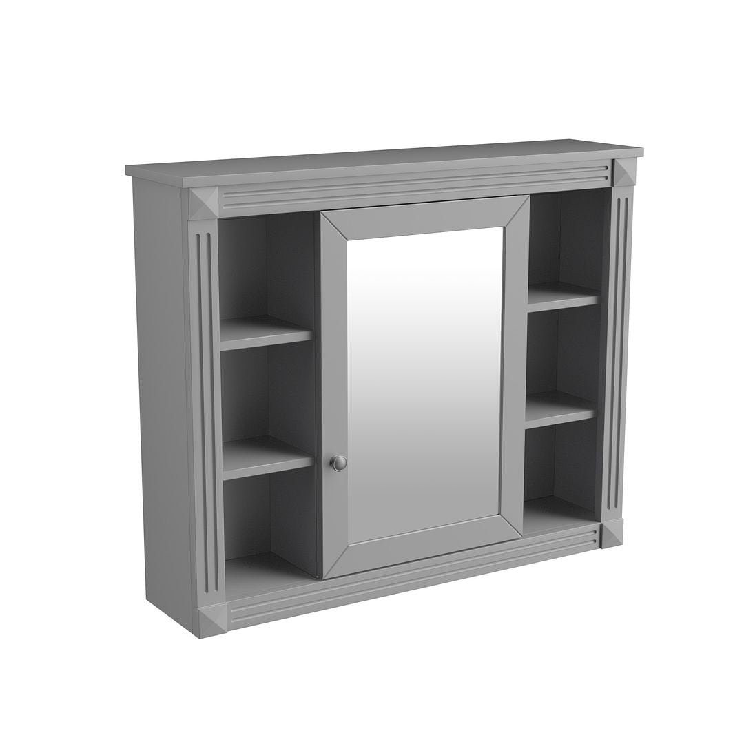Meuble-lavabo de salle de bain moderne de 91 cm avec lavabo et armoire de toilette, 2 portes et 2 tiroirs
