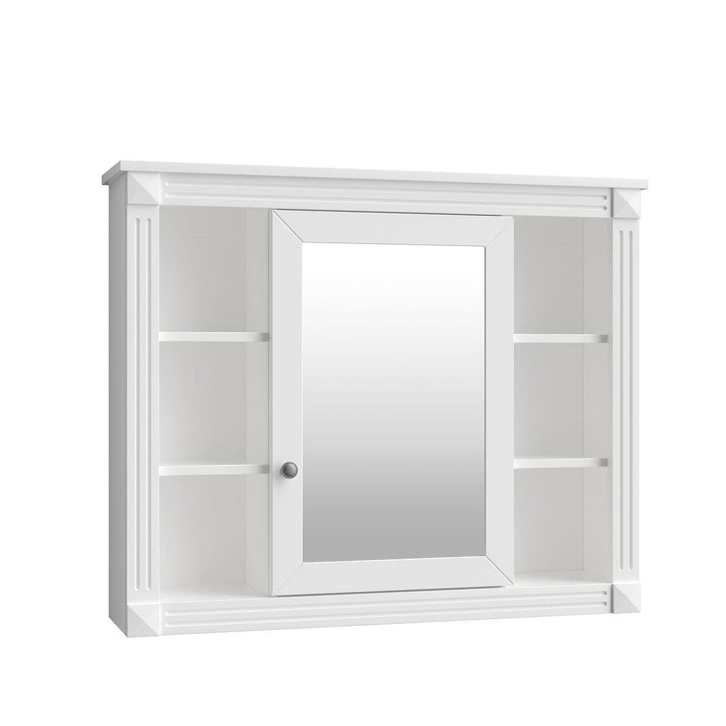 Meuble-lavabo de salle de bain moderne de 91 cm avec lavabo et armoire de toilette, 2 portes et 2 tiroirs