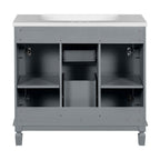 Meuble-lavabo de salle de bain moderne de 91 cm avec lavabo et armoire de toilette, 2 portes et 2 tiroirs