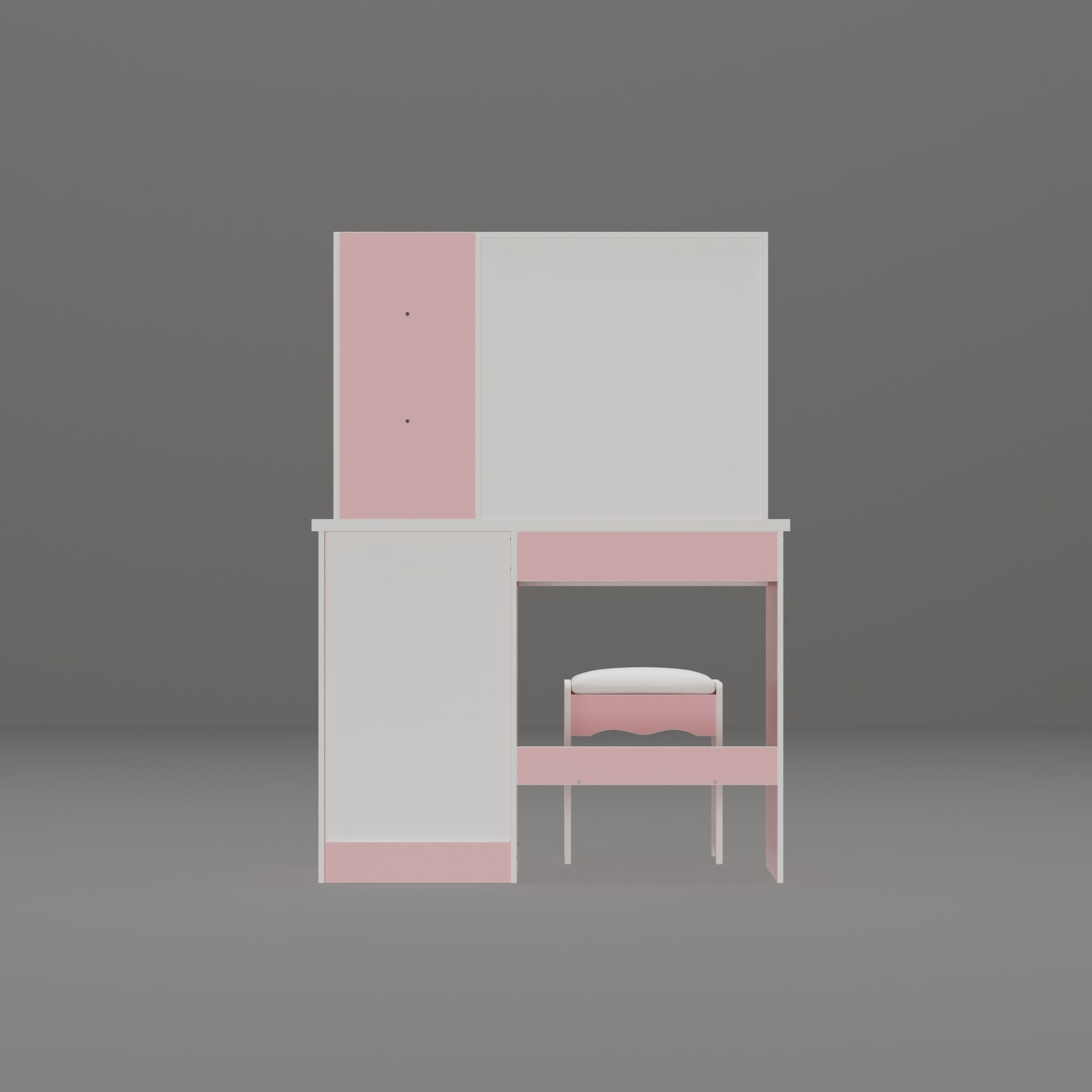 Coiffeuse de 99 cm de large avec tabouret et miroir