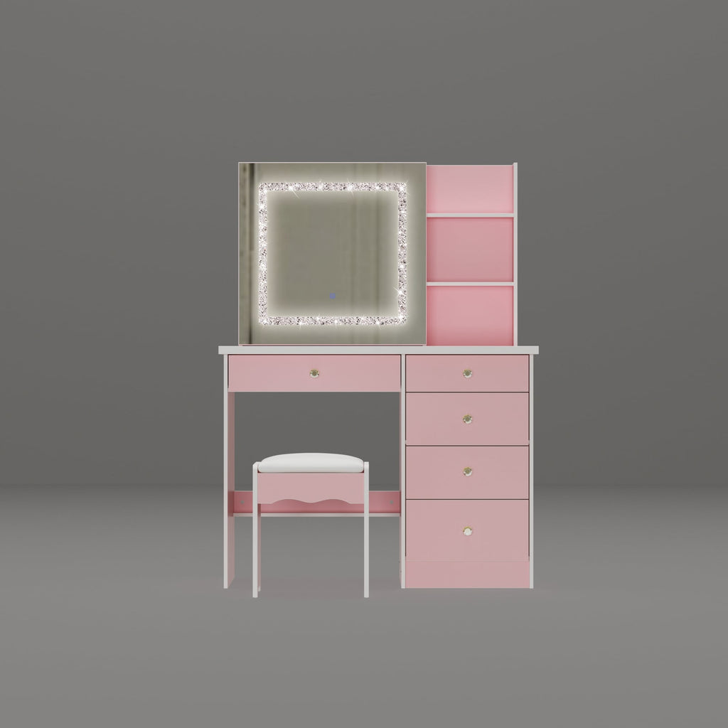 Coiffeuse de 99 cm de large avec tabouret et miroir