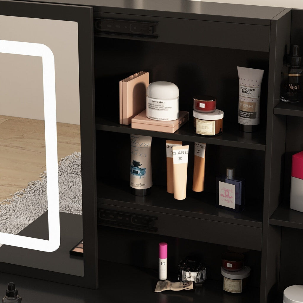 Coiffeuse de 99 cm de large avec tabouret et miroir
