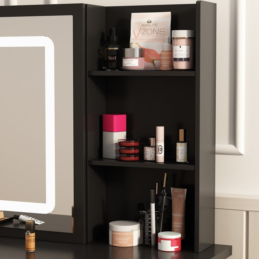 Coiffeuse de 99 cm de large avec tabouret et miroir