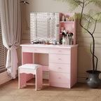 Coiffeuse de 99 cm de large avec tabouret et miroir