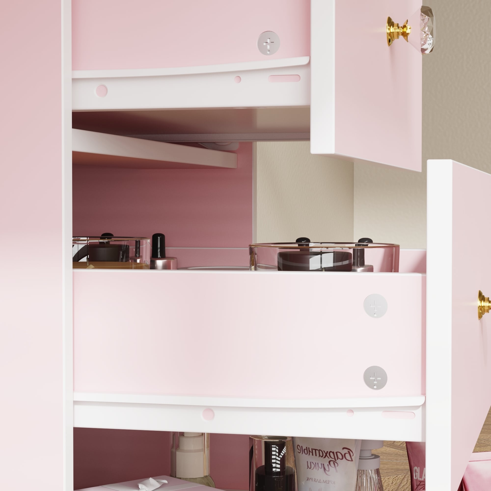 Coiffeuse de 99 cm de large avec tabouret et miroir