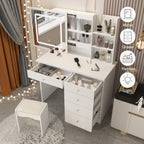 Coiffeuse de 99 cm de large avec tabouret et miroir
