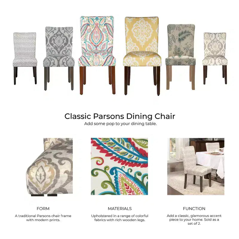 Lot de 2 chaises de salle à manger Parsons HomePop