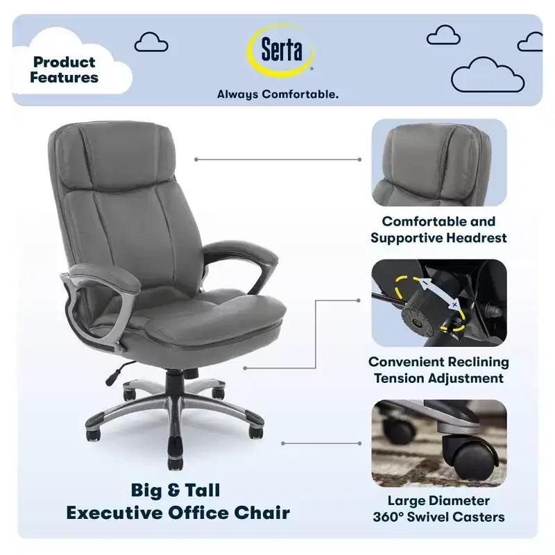 Fauteuil de bureau pour personnes de grande taille - Serta