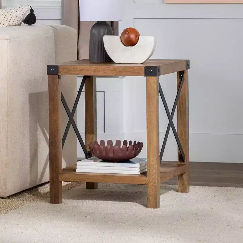 Table d'appoint Sophie style industriel rustique en X - Saracina Home
