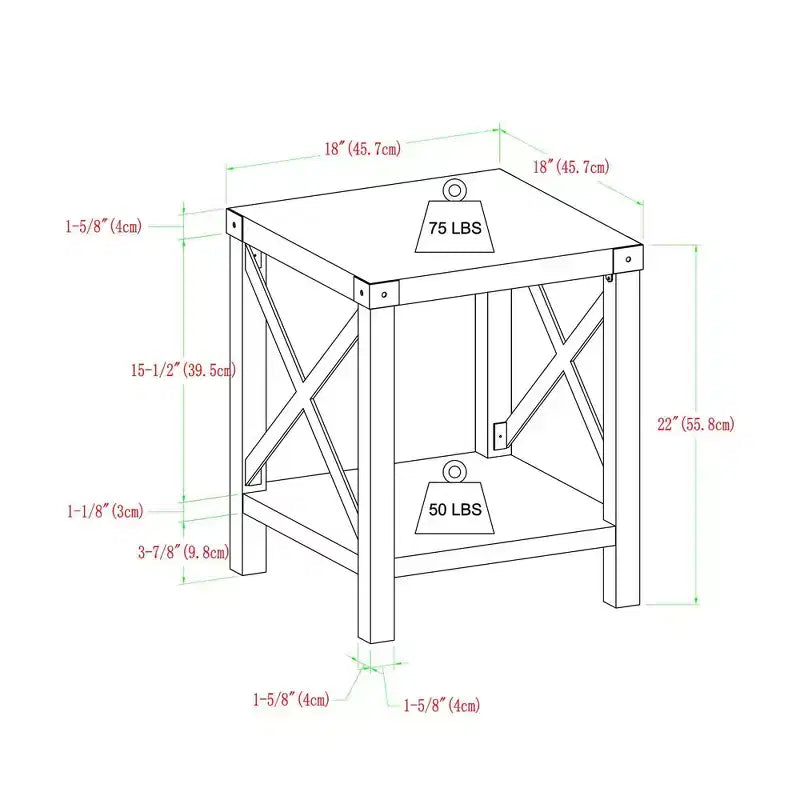 Table d'appoint Sophie style industriel rustique en X - Saracina Home