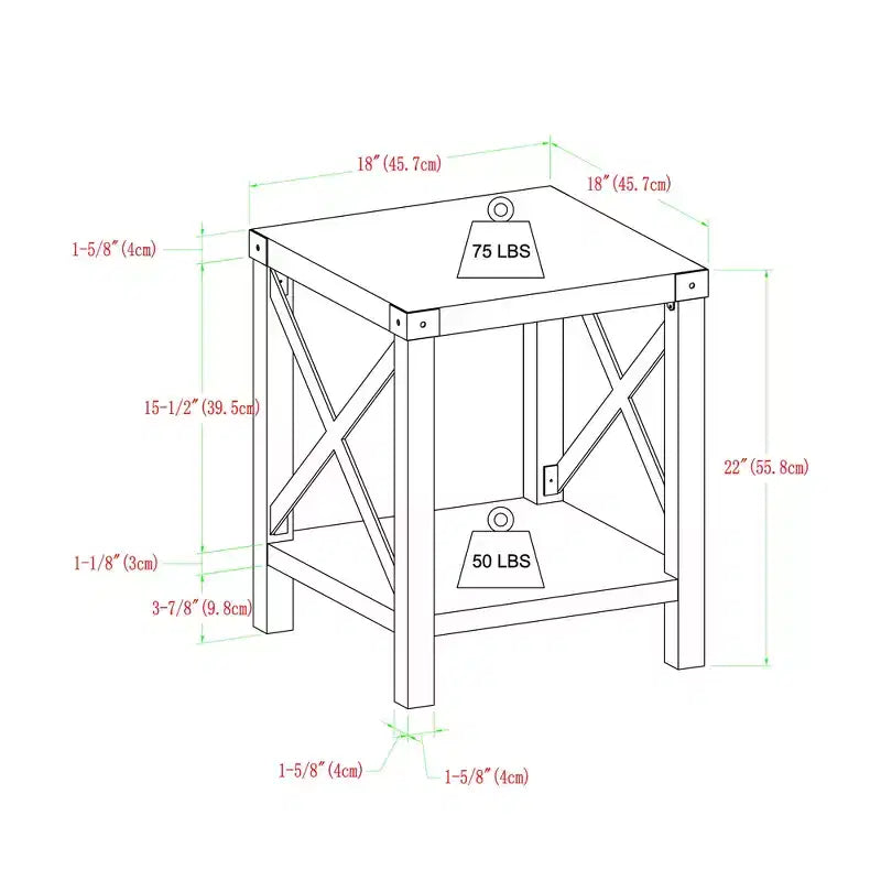 Table d'appoint Sophie style industriel rustique en X - Saracina Home