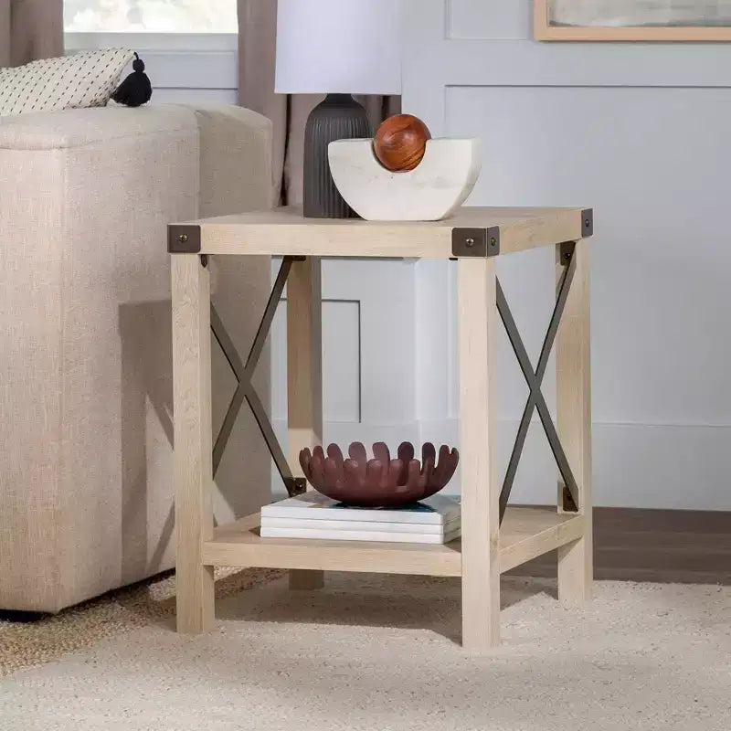 Table d'appoint Sophie style industriel rustique en X - Saracina Home