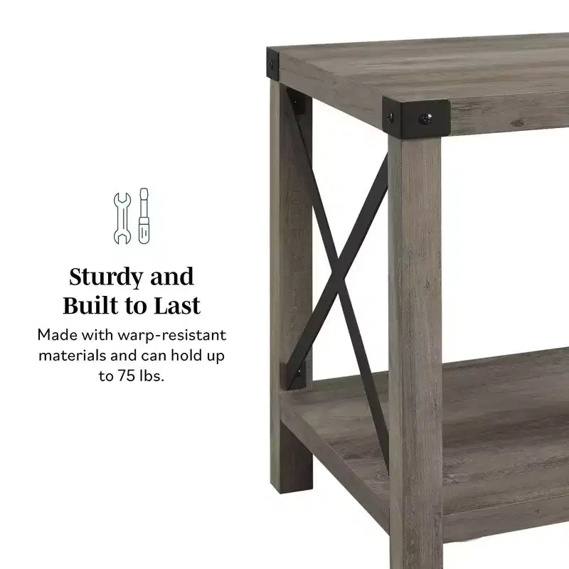 Table d'appoint Sophie style industriel rustique en X - Saracina Home