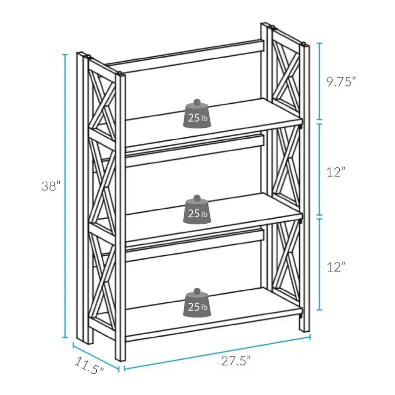 38 3-Shelf Folding Bookcase - Flora Home