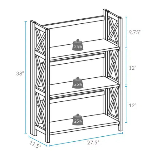 38 3-Shelf Folding Bookcase - Flora Home
