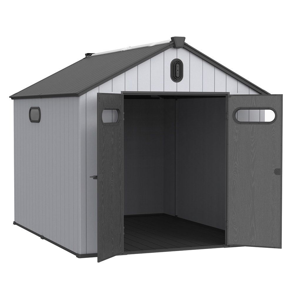 Abri de jardin en résine toutes saisons avec plancher, 1,8 m x 1,2 m/1,8 m x 2,4 m/2,4 m x 1,8 m/2,4 m x 3 m, Spire Tool Shed