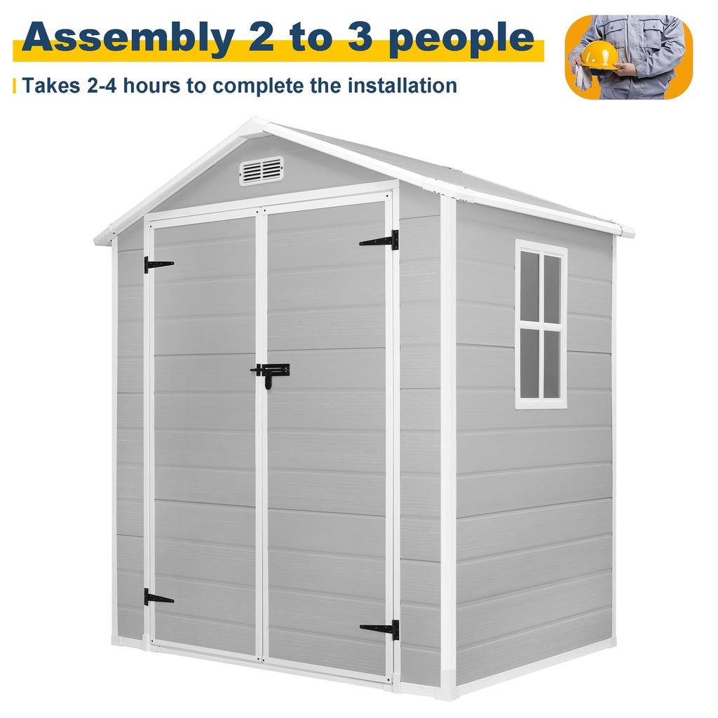 Abri de jardin en résine toutes saisons avec plancher, 1,8 m x 1,2 m/1,8 m x 2,4 m/2,4 m x 1,8 m/2,4 m x 3 m, Spire Tool Shed