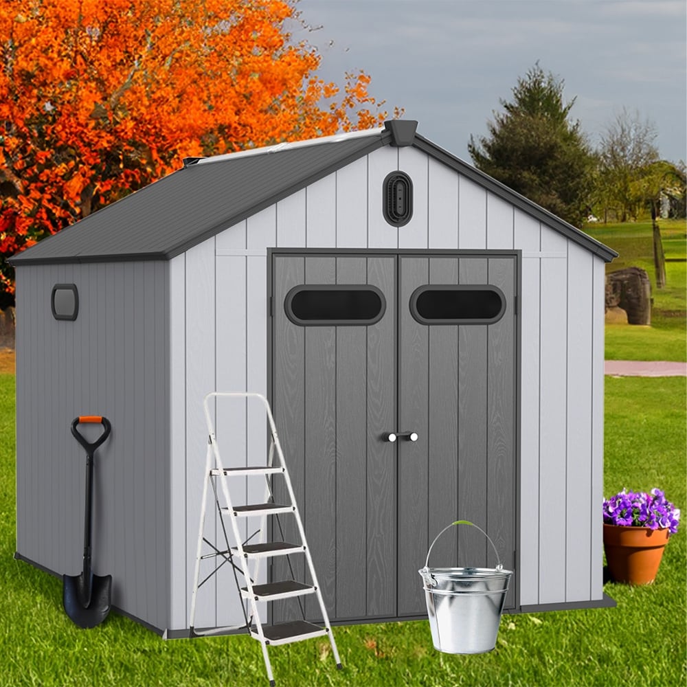 Abri de jardin en résine toutes saisons avec plancher, 1,8 m x 1,2 m/1,8 m x 2,4 m/2,4 m x 1,8 m/2,4 m x 3 m, Spire Tool Shed