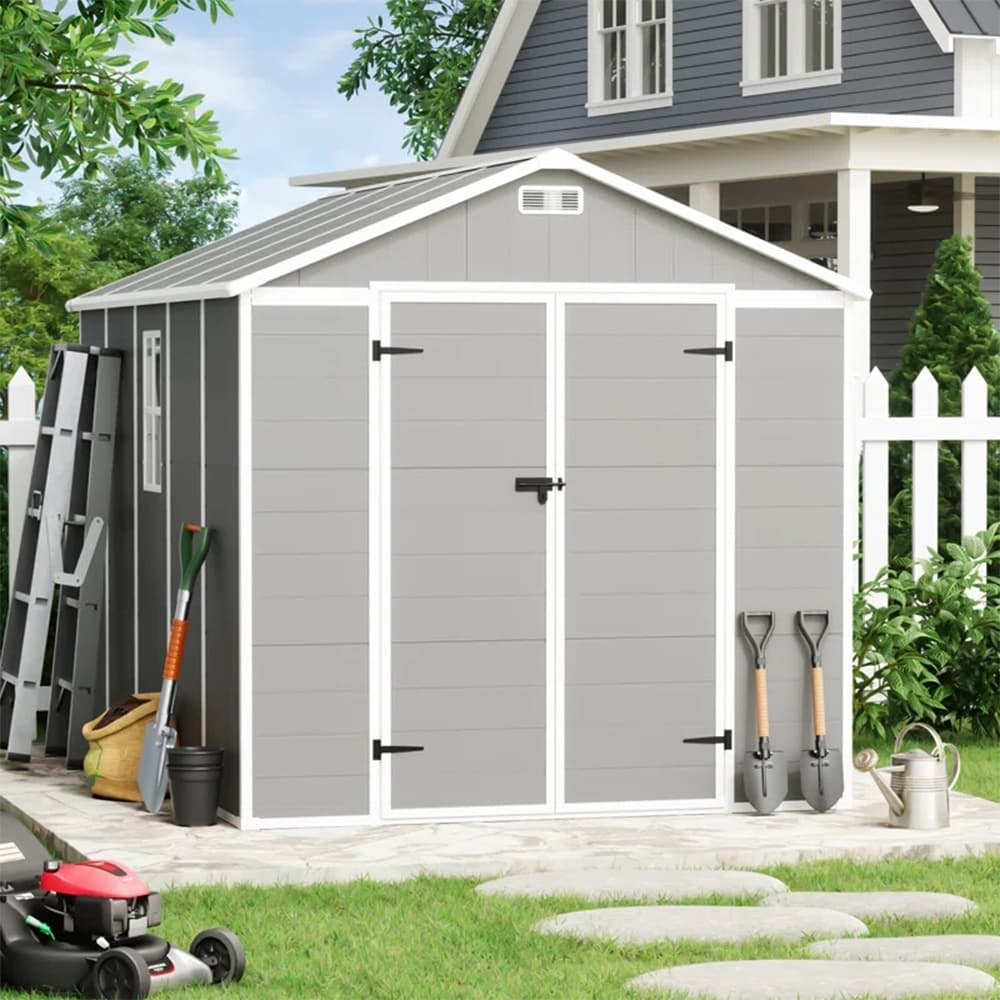 Abri de jardin en résine toutes saisons avec plancher, 1,8 m x 1,2 m/1,8 m x 2,4 m/2,4 m x 1,8 m/2,4 m x 3 m, Spire Tool Shed