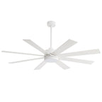 Ventilateur de plafond de 65 pouces à 8 pales noires avec lumière LED et télécommande