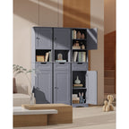 Meuble de rangement haut de salle de bain étroit de 170 cm, armoire autoportante en bois massif à 5 niveaux