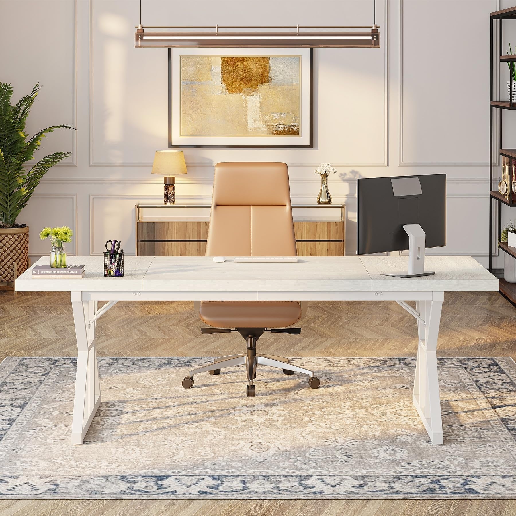 Bureau de direction de 70,8 pouces, grande station de travail de bureau d'ordinateur