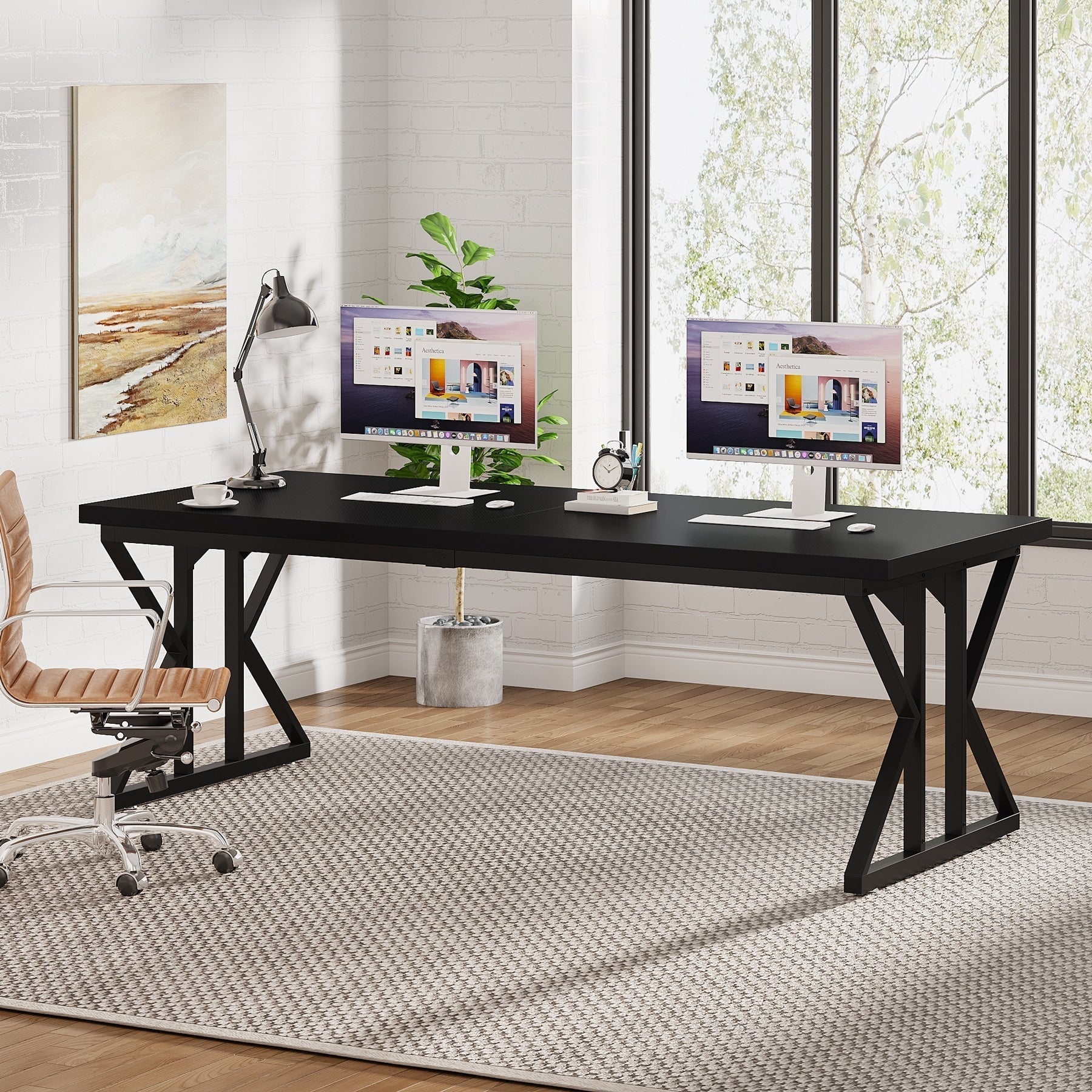 Bureau de direction de 70,8 pouces, grande station de travail de bureau d'ordinateur