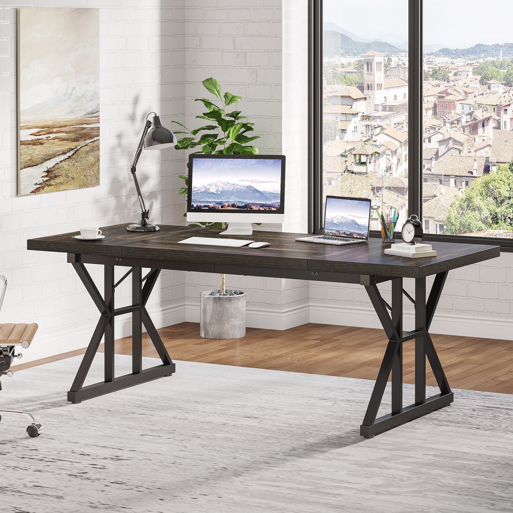 Bureau de direction de 70,8 pouces, grande station de travail de bureau d'ordinateur