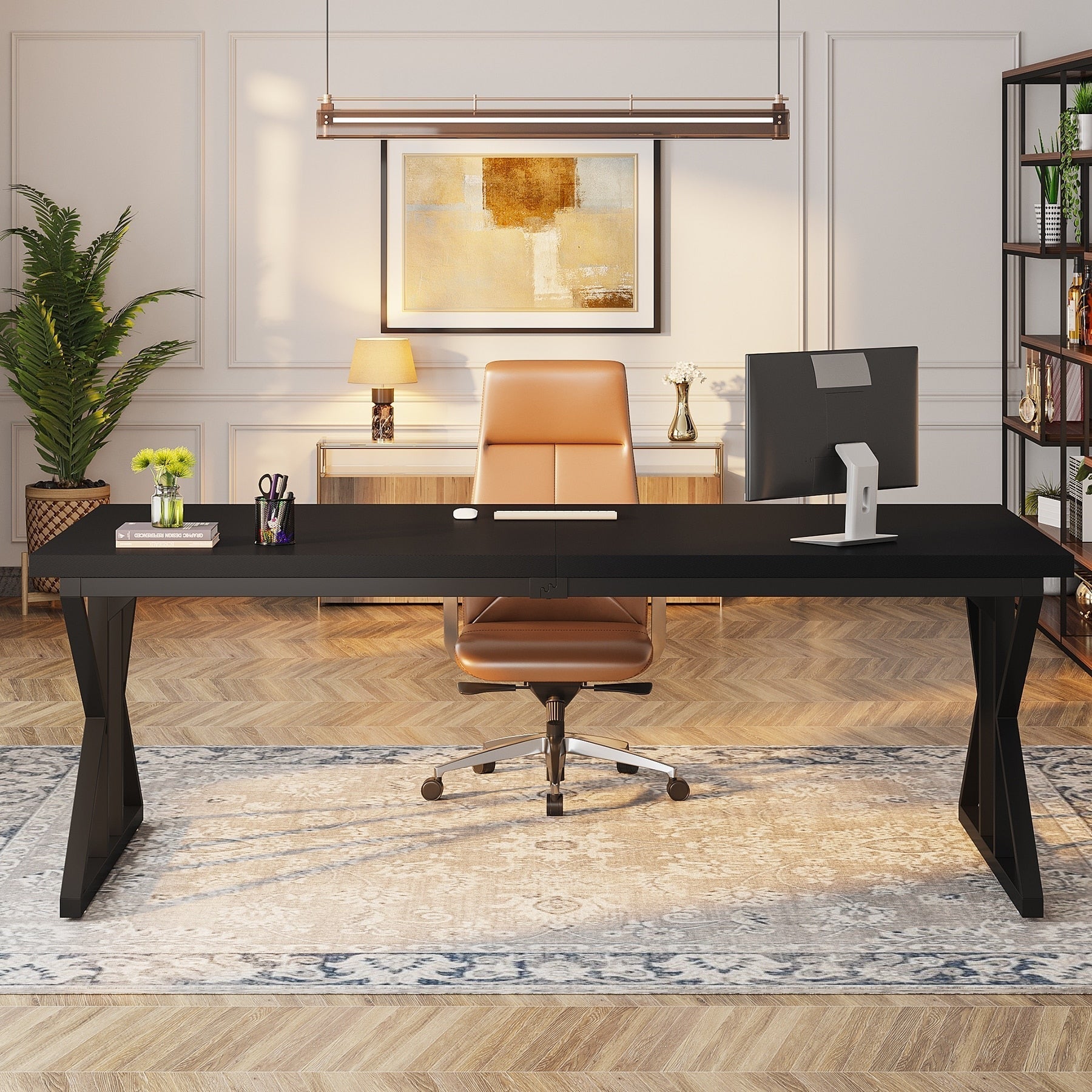 Bureau de direction de 70,8 pouces, grande station de travail de bureau d'ordinateur