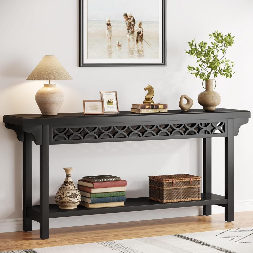 Console longue en bois massif de 180 cm de style ferme