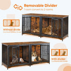 Meuble Cage pour Chien 70.86'' Grande Race Meuble TV avec Coussin & Deux Chambres (Sans Coussin)