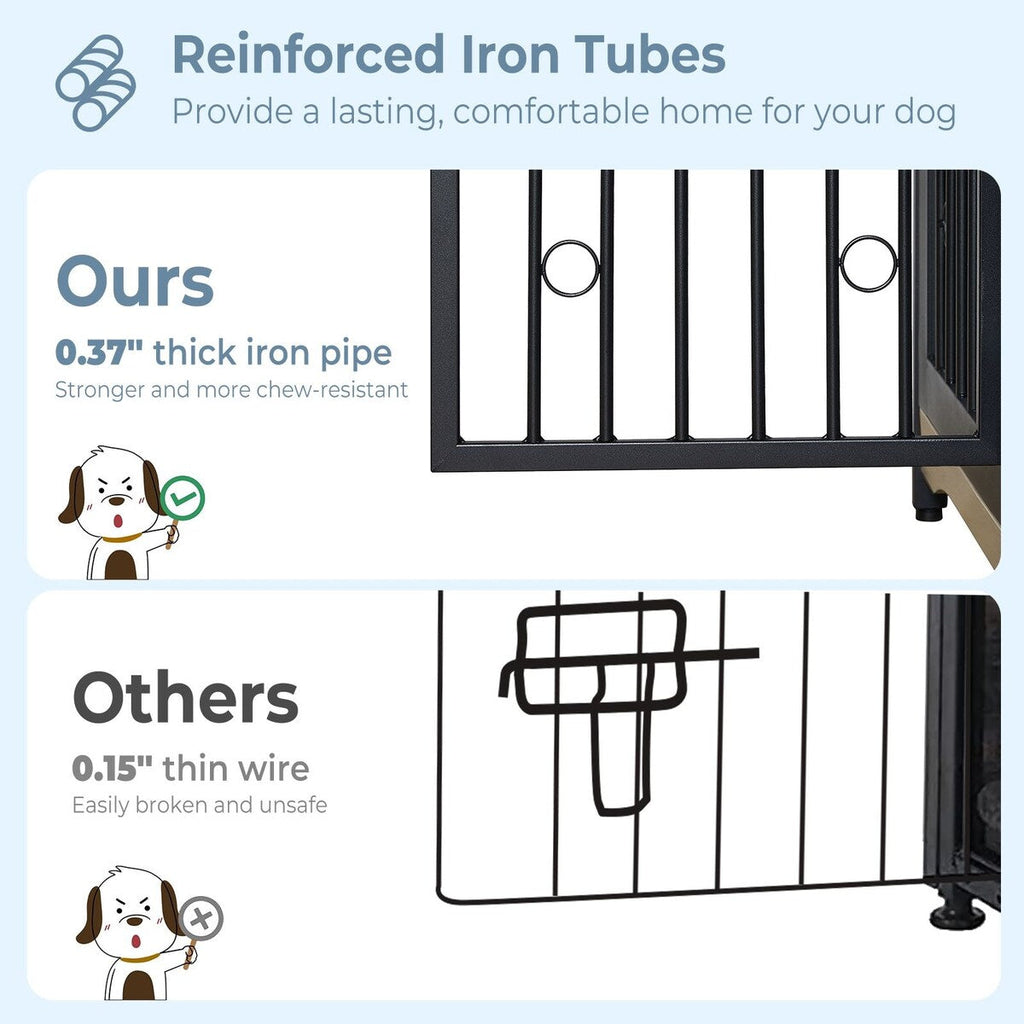 Meuble Cage pour Chien 70.86'' Grande Race Meuble TV avec Coussin & Deux Chambres (Sans Coussin)