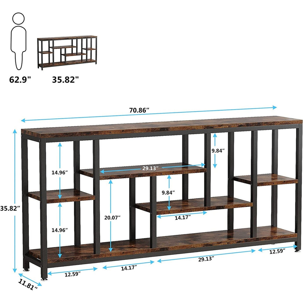 Console extensible de 70,9 pouces avec rangement, table d'entrée à 3 niveaux pour couloir
