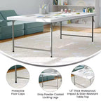 Flash Furniture Table pliante pour enfant en plastique granit blanc, 1,5 m