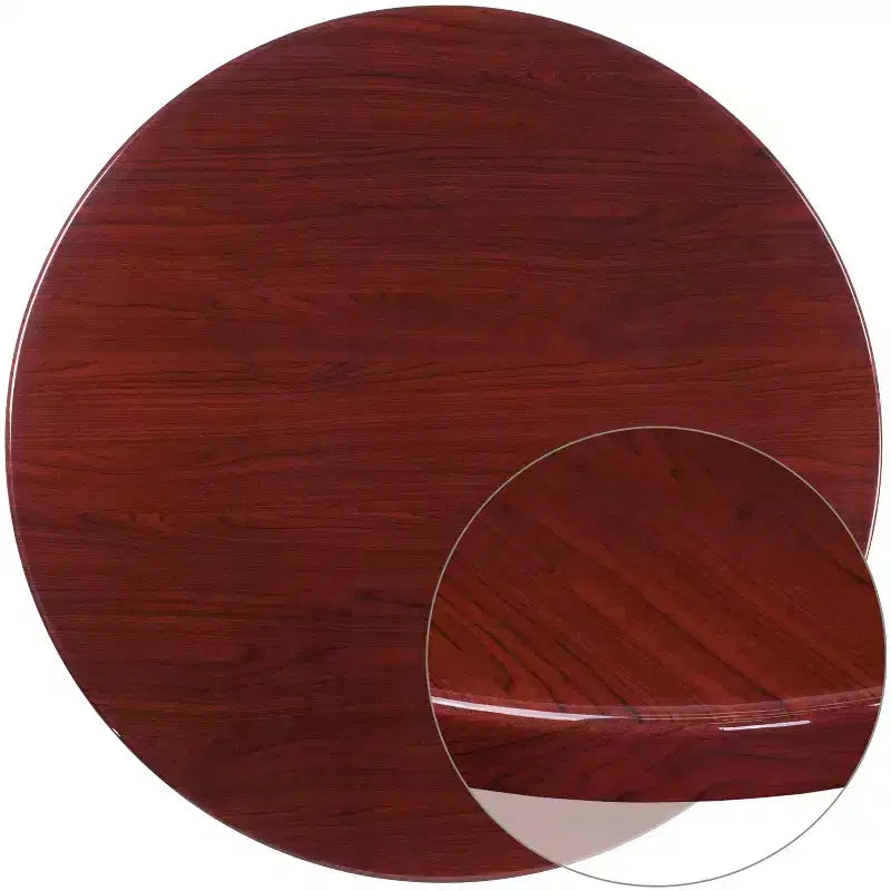 Flash Furniture Plateau de table rond en résine haute brillance de 122 cm avec rebord tombant de 5 cm d'épaisseur
