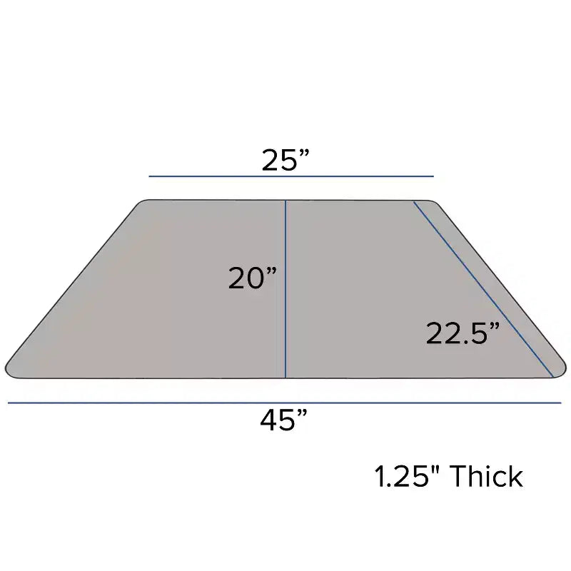 Flash Furniture Table d'activités trapézoïdale en stratifié HP de 22,5 po L x 45 po l - Pieds réglables en hauteur standard