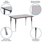 Flash Furniture Table d'activité rectangulaire en stratifié thermique de 30'' L x 48'' P - Pieds réglables en hauteur standard