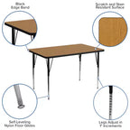 Flash Furniture Table d'activité rectangulaire en stratifié thermique de 30'' L x 48'' P - Pieds réglables en hauteur standard