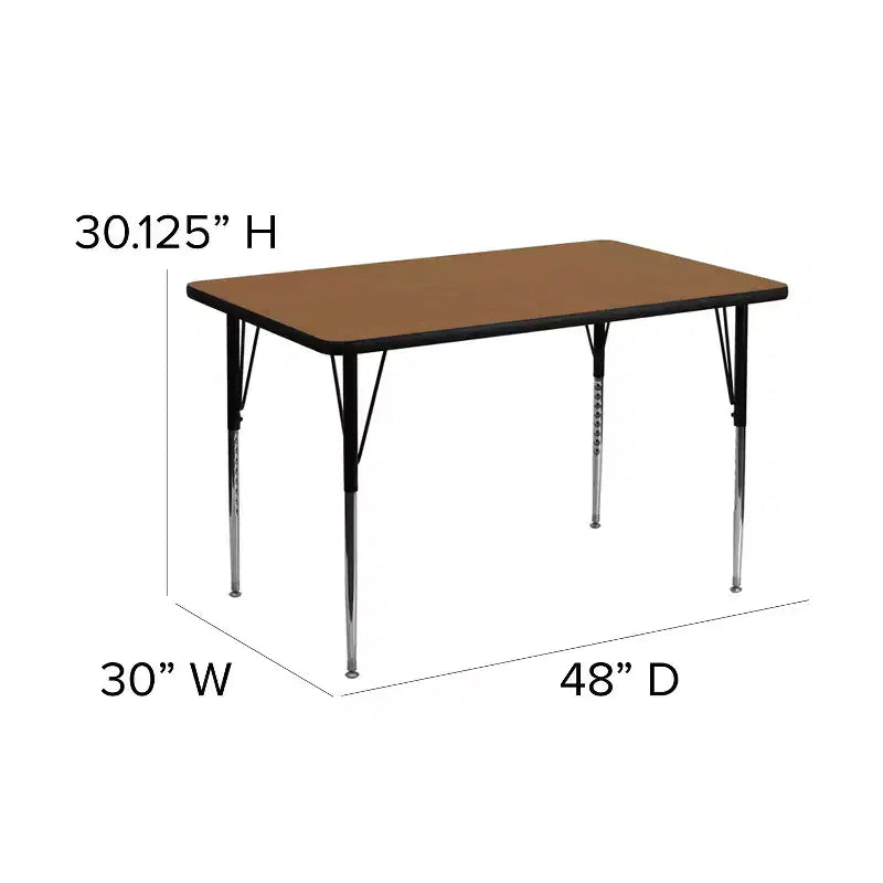 Flash Furniture Table d'activité rectangulaire en stratifié thermique de 30'' L x 48'' P - Pieds réglables en hauteur standard